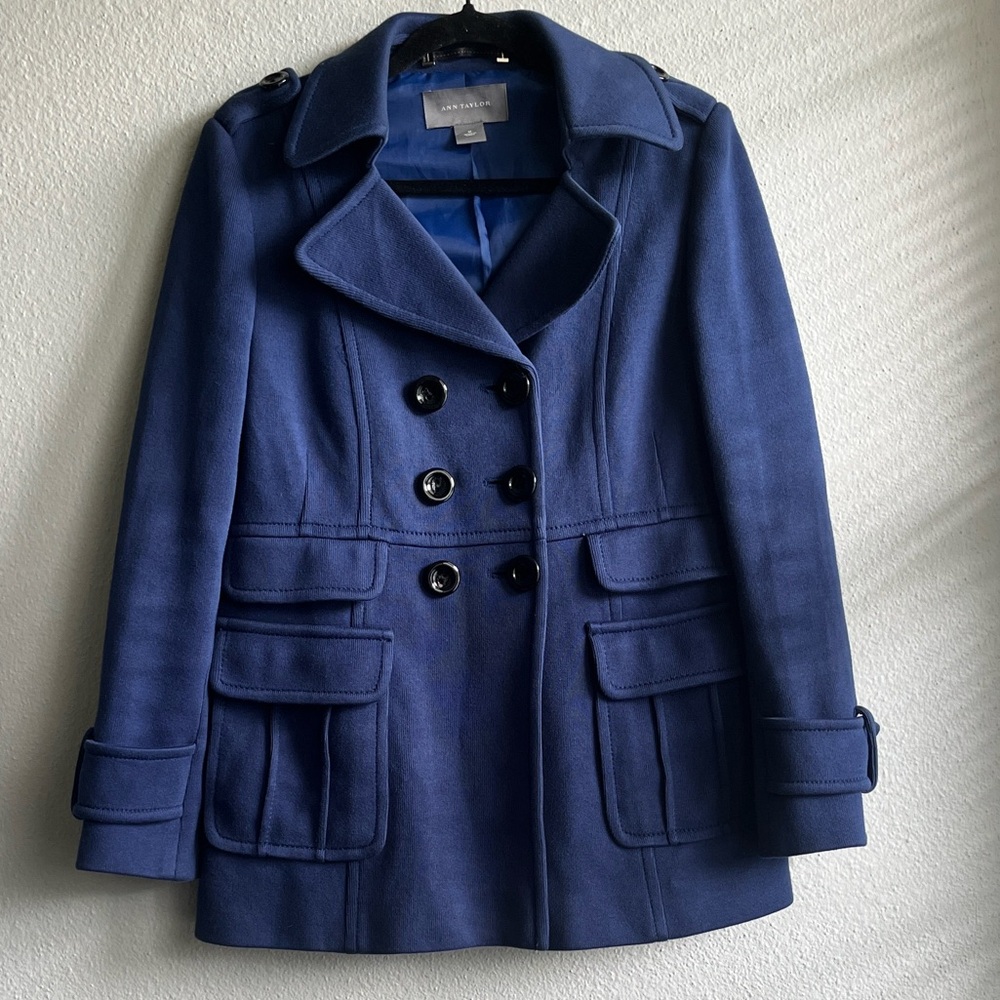 Ann Taylor Blue and Black Pea Coat
